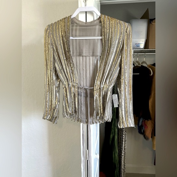 1960s Vintage 💯 % Silk  w Sequins jacket - Picture 3 of 12